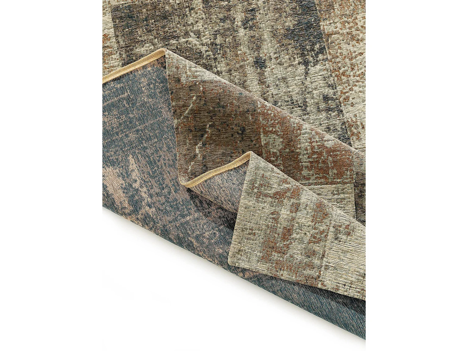 Tapis tissé à plat Frencie Beige/Bleu 120x180 cm