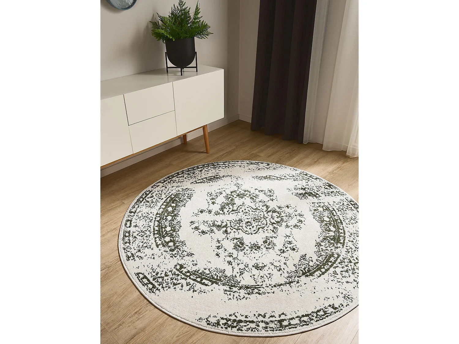 Tapis Sia Crème/Vert ø 160 cm rond