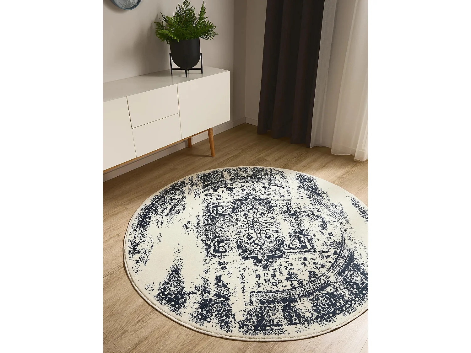 Tapis Suki Crème/Bleu ø 160 cm rond