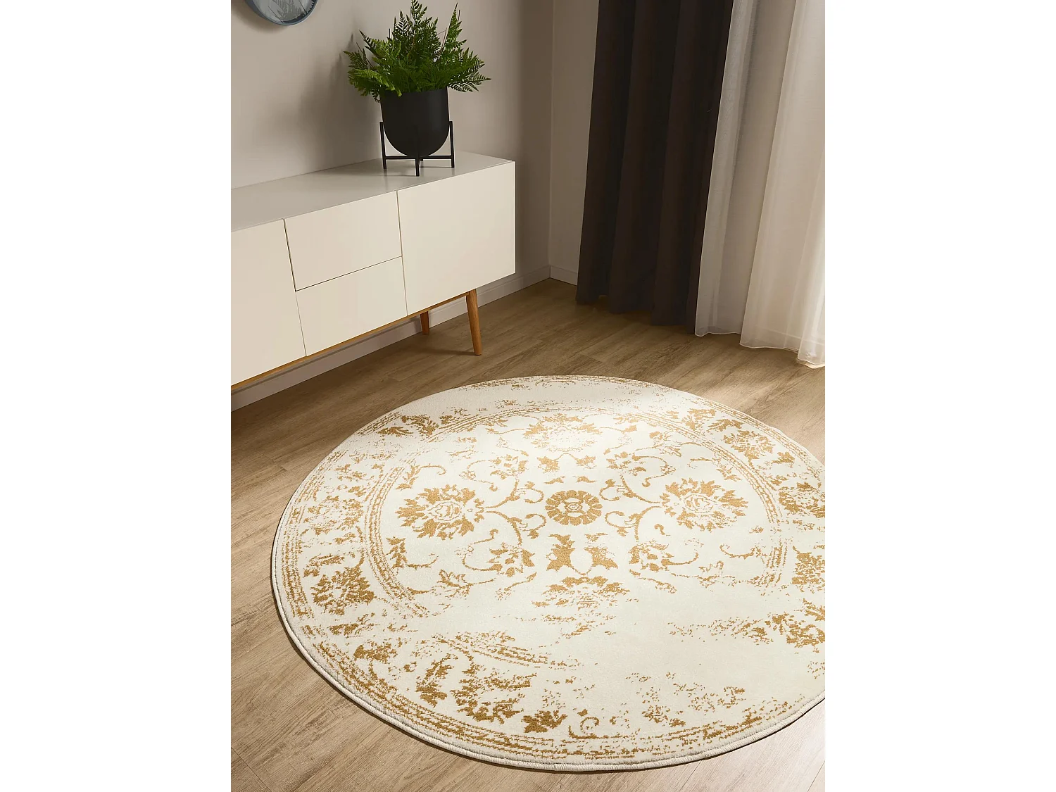 Tapis Suki Crème/Jaune ø 160 cm rond