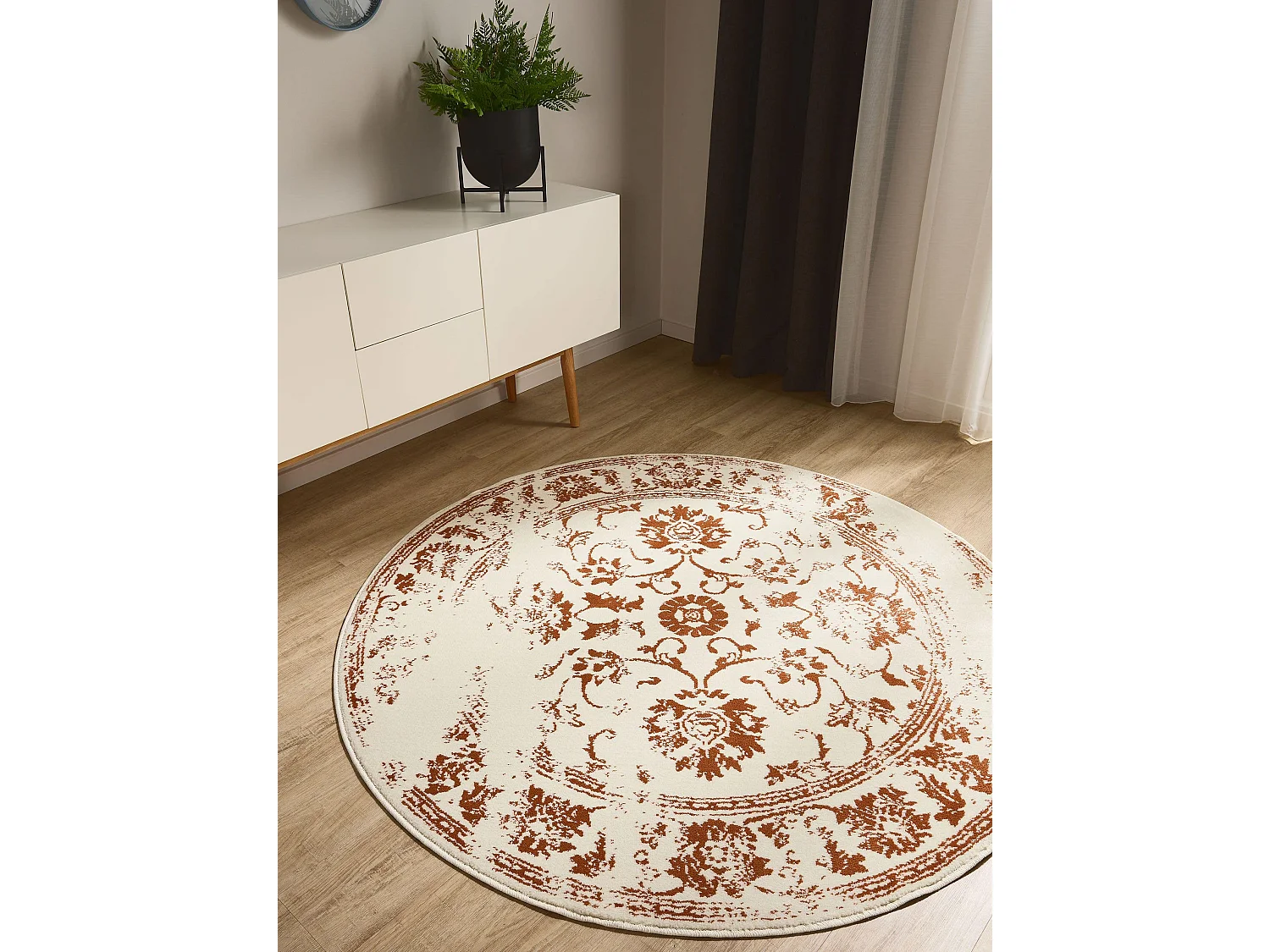 Tapis Suki Crème/Orange ø 160 cm rond