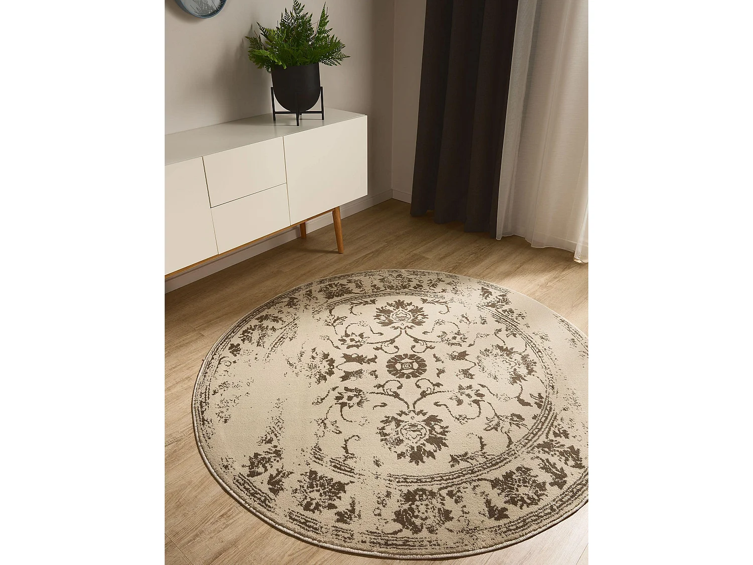 Tapis Suki Crème/Marron ø 160 cm rond