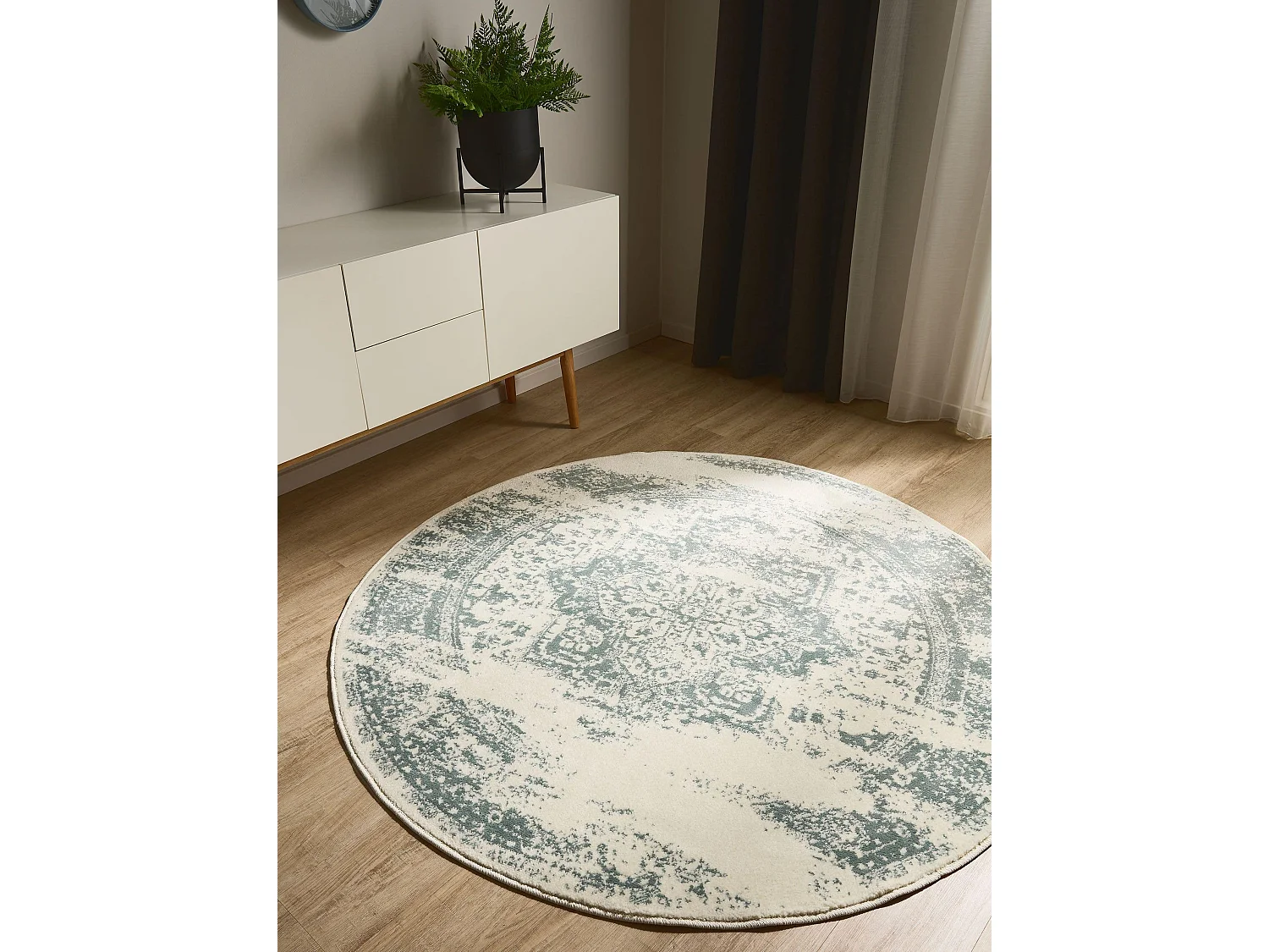 Tapis Suki Crème/Menthe ø 160 cm rond