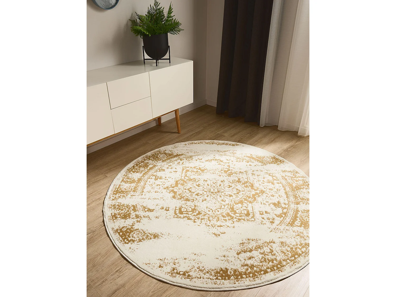 Tapis Suki Crème/Jaune ø 120 cm rond