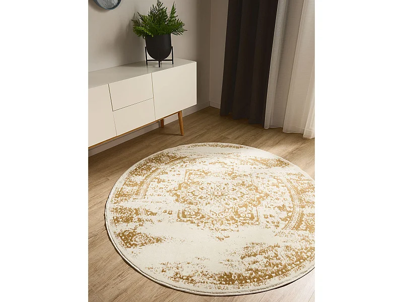Tapis Suki Crème/Jaune ø 120 cm rond