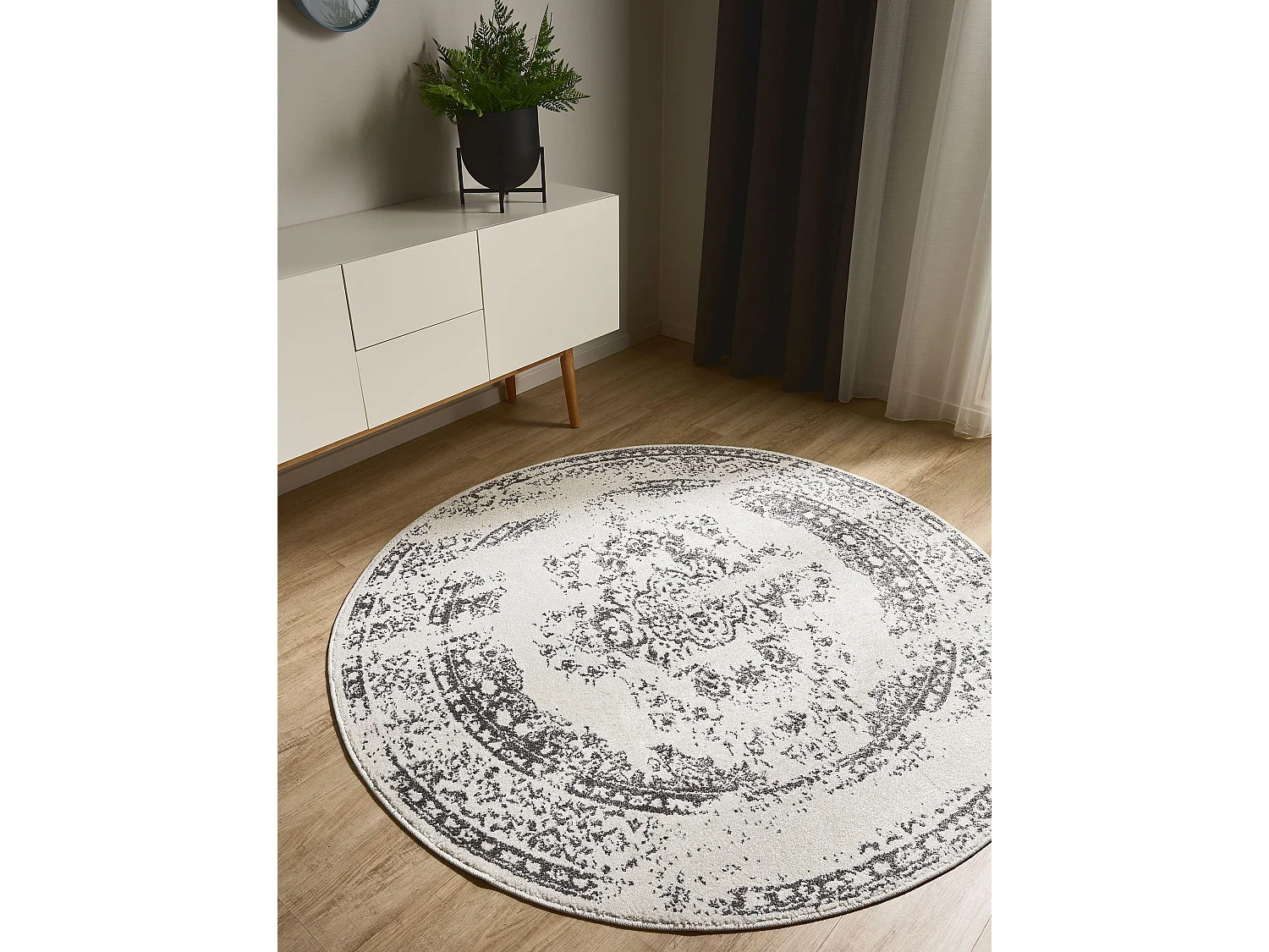 Tapis Sia Crème/Gris ø 160 cm rond