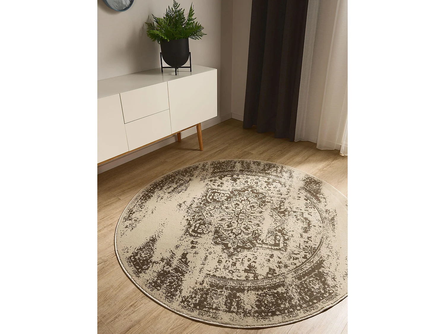 Tapis Suki Crème/Marron ø 120 cm rond