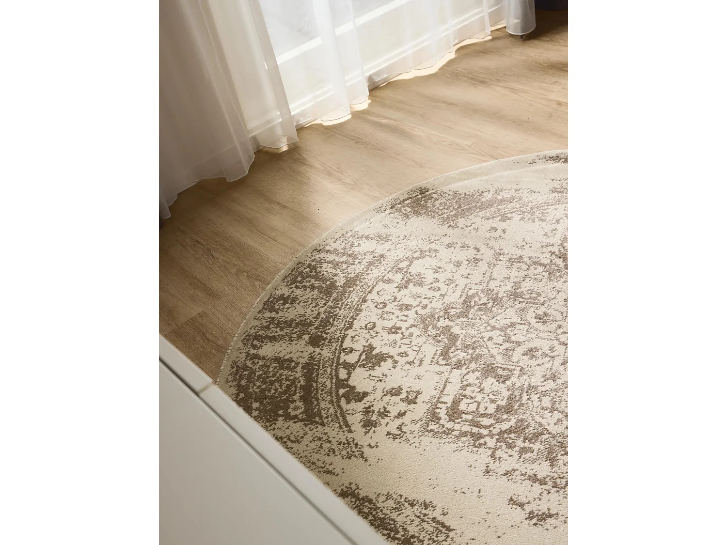 Tapis Suki Crème/Marron ø 120 cm rond