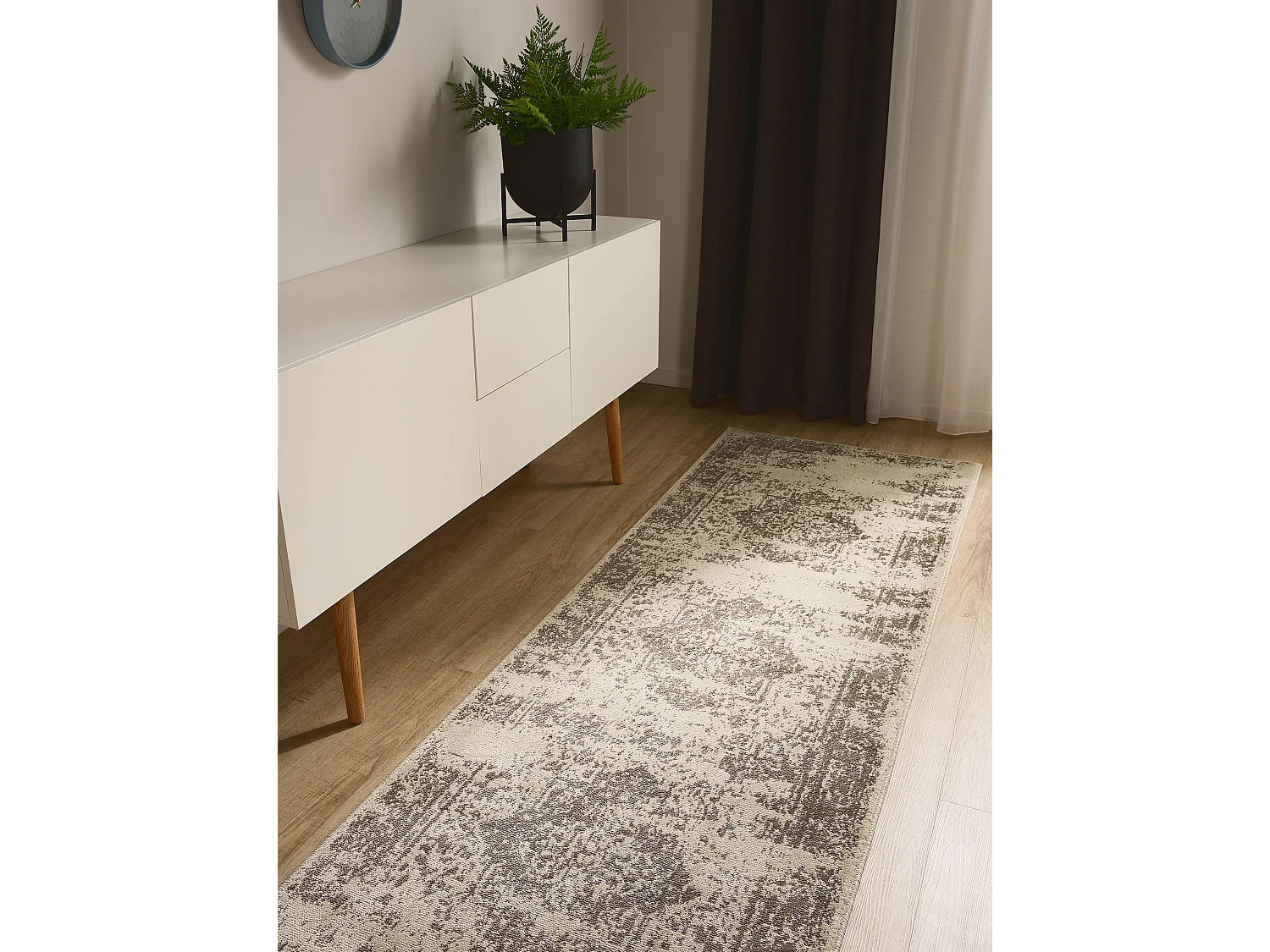 Tapis Suki Crème/Marron 80x240 cm