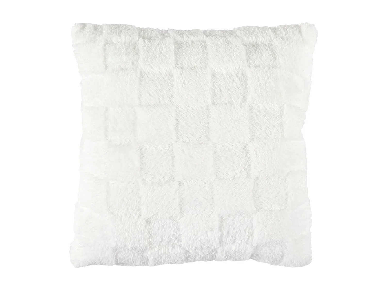 Coussin Flanelle Damier 40x40cm, Blanc et Beige, Doux et Confortable, Facile à Laver - TURIN