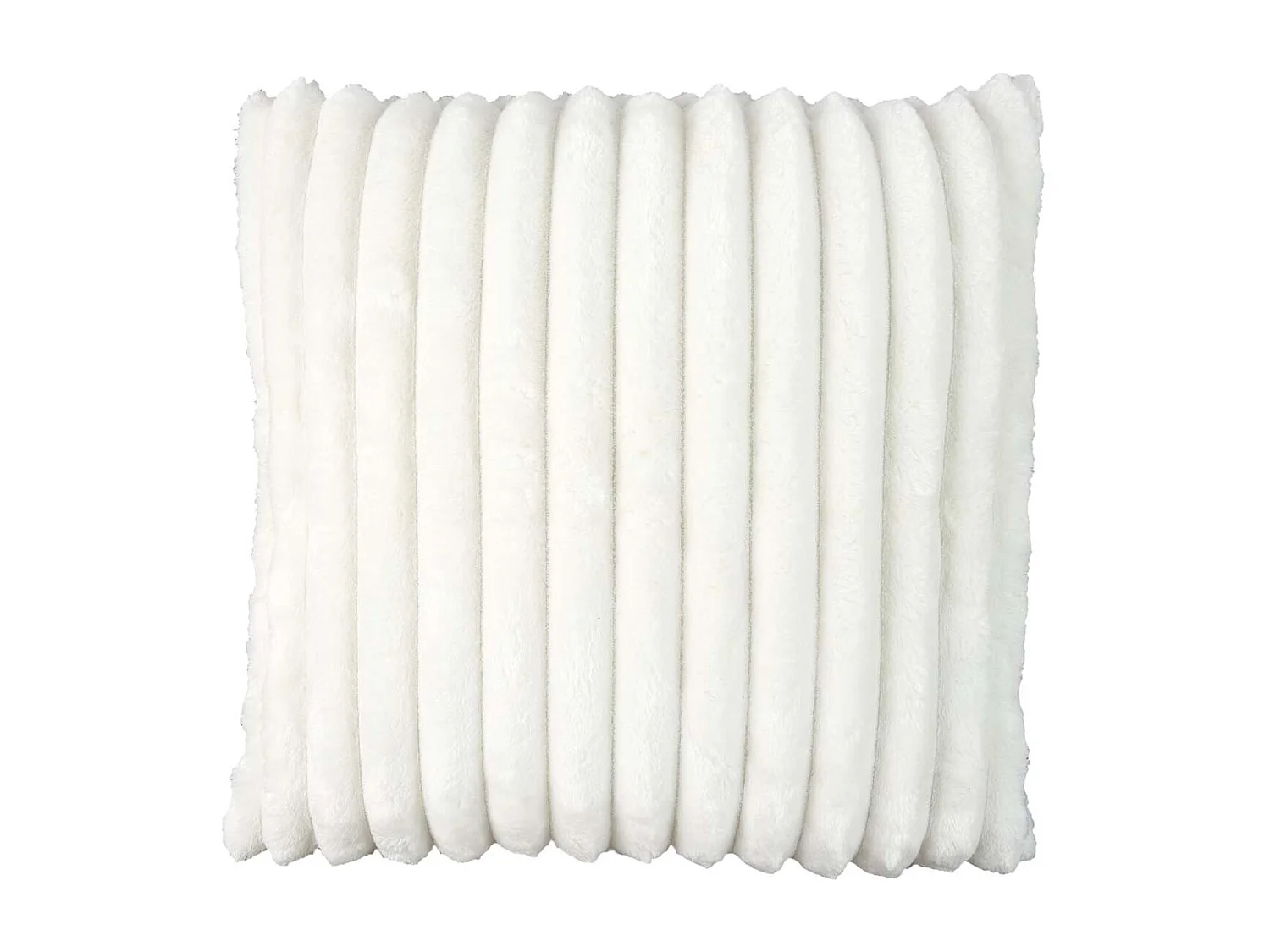 Coussin Ultra Doux Flanelle Côtelé 40x40cm Blanc Déhoussable - COSYHOME