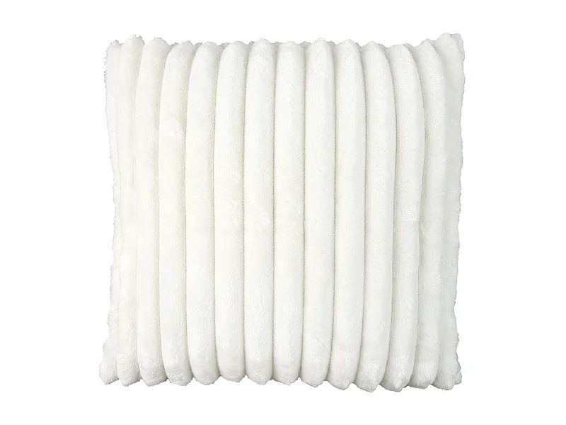 Coussin Ultra Doux Flanelle Côtelé 40x40cm Blanc Déhoussable - COSYHOME