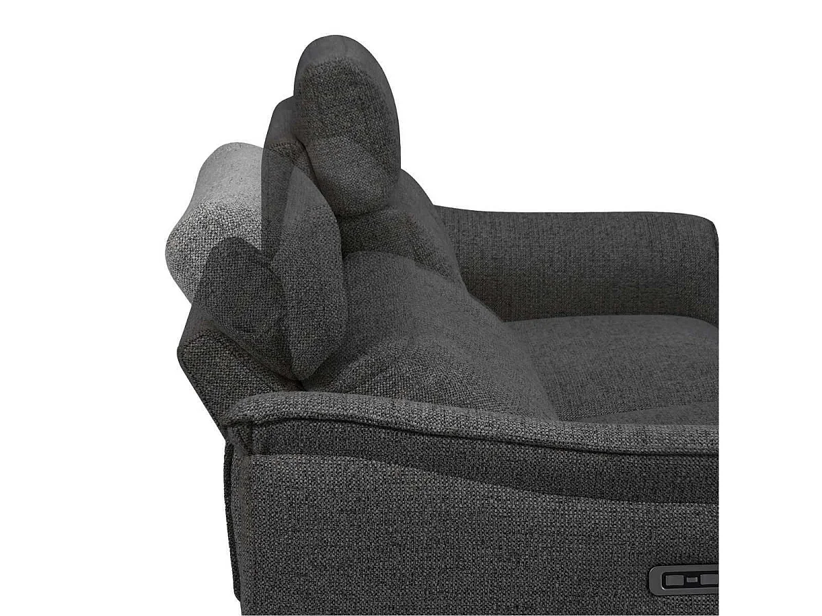 Canapé 2 places relax électrique tissu polyester polyester chiné gris carbone - PLYM
