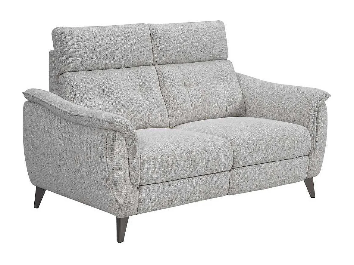 Canapé 2 places fixe tissu polyester chiné gris galet - PLYM