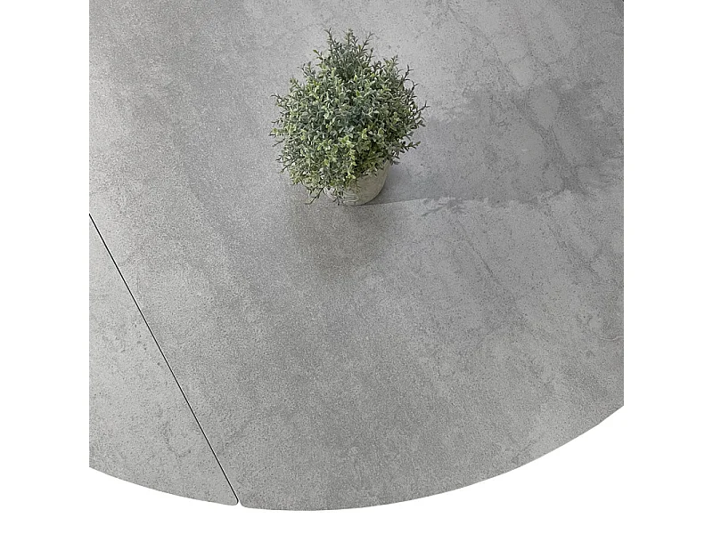 Table extensible ronde 90 à 150 cm en céramique gris pied central - PIVO