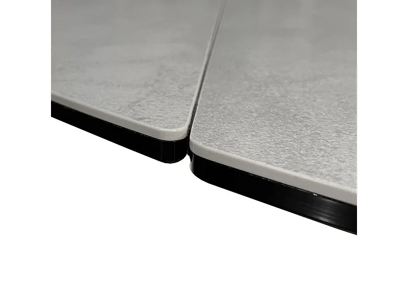 Table extensible ronde 90 à 150 cm en céramique gris pied central - PIVO