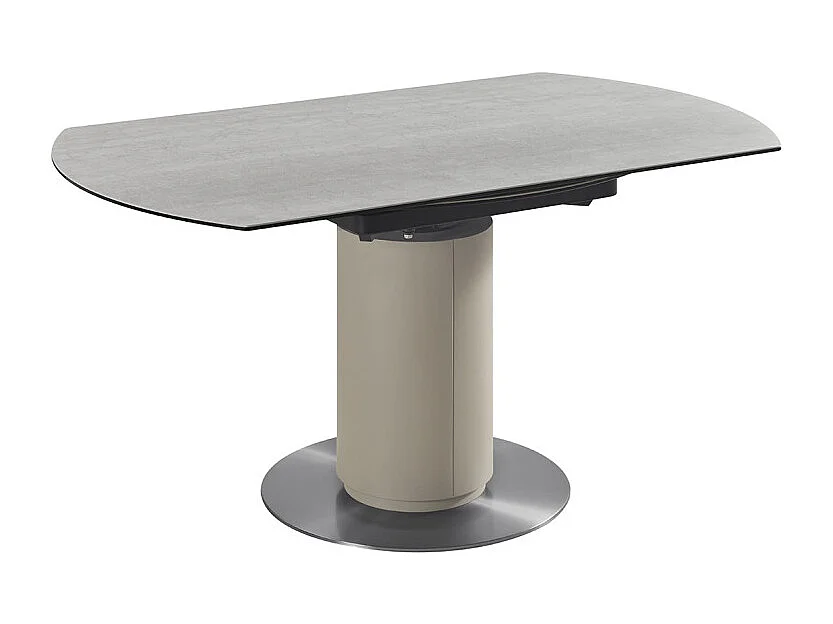 Table extensible ronde 90 à 150 cm en céramique gris pied central - PIVO
