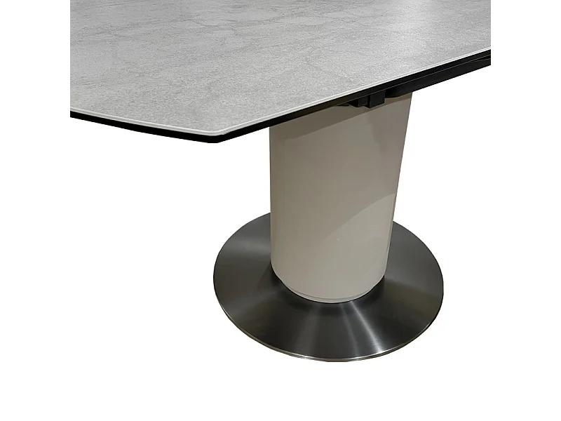 Table extensible ronde 90 à 150 cm en céramique gris pied central - PIVO