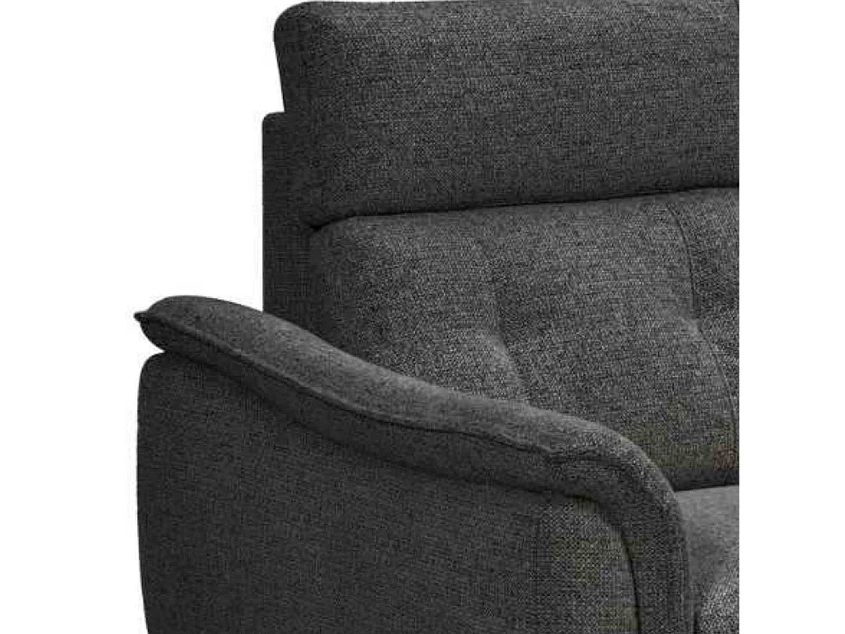 Canapé 2 places fixe tissu polyester chiné gris carbone - PLYM