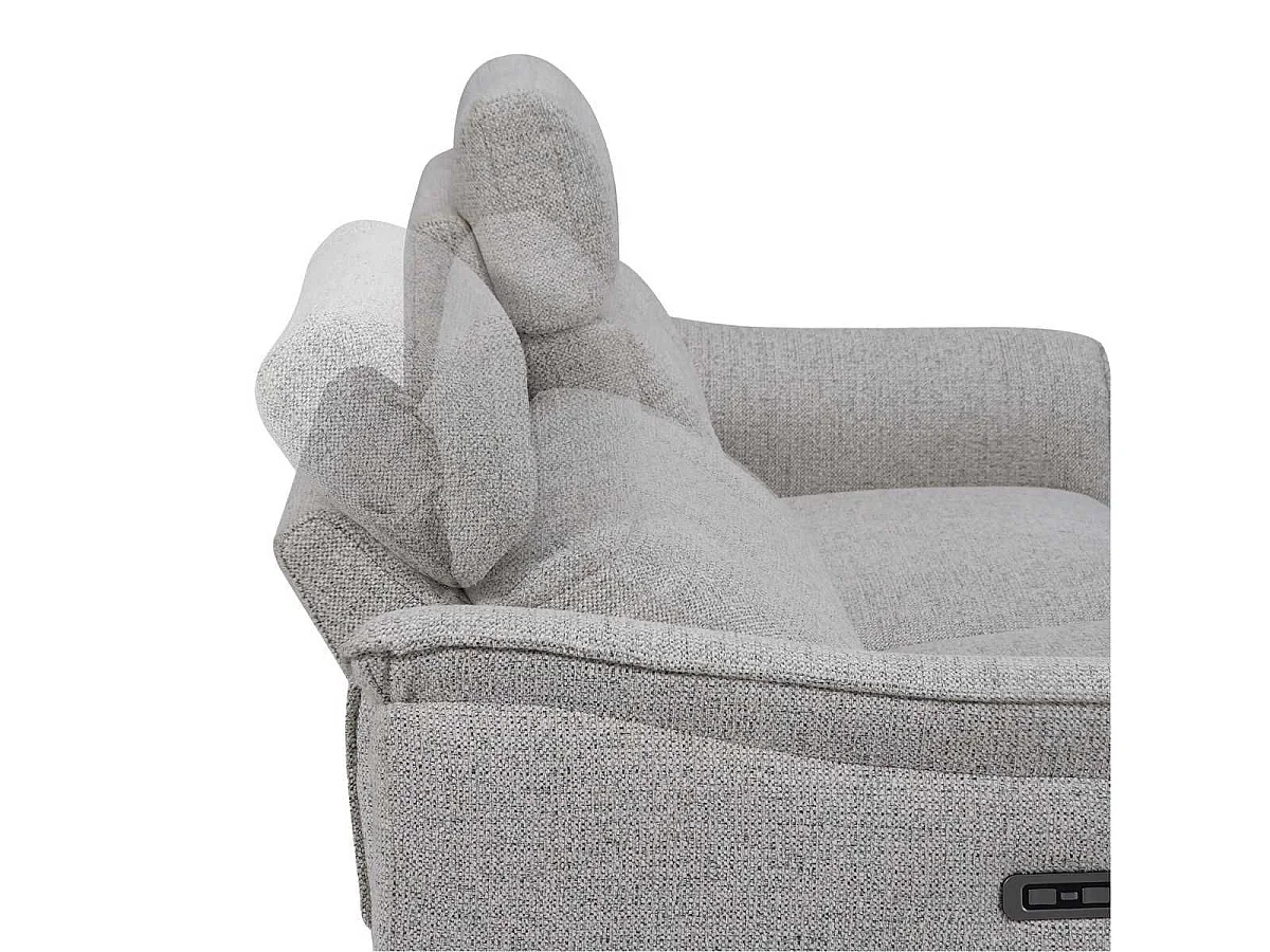 Canapé 2 places relax électrique tissu polyester polyester chiné gris galet - PLYM