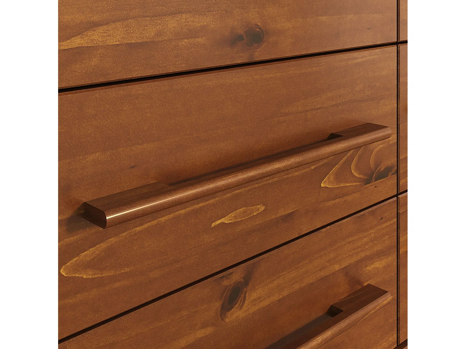 Commode TECCA L 111 cm avec 6 Tiroirs en Bois Massif Coloris Châtaignier, Meuble de Rangement pour Vêtements Design Scandinave