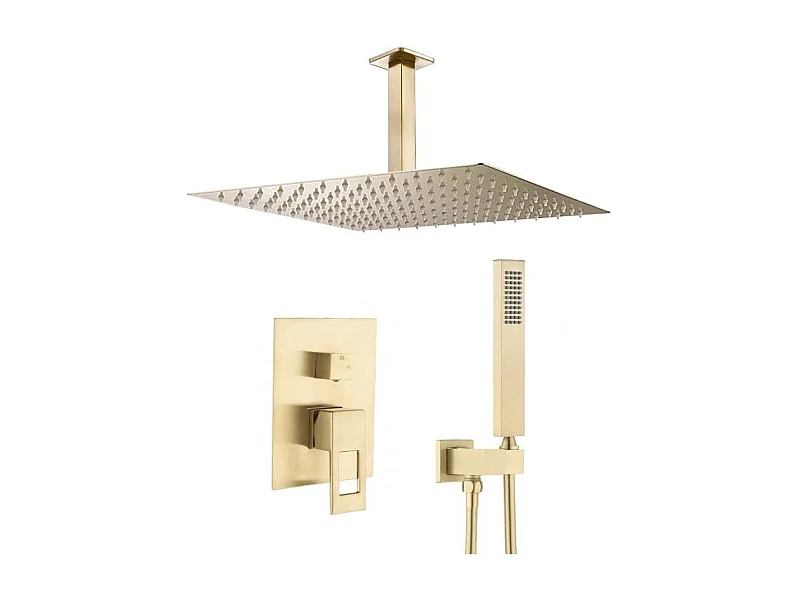 Ensemble de douche encastré au plafond TELMO or brossé Ø 25cm