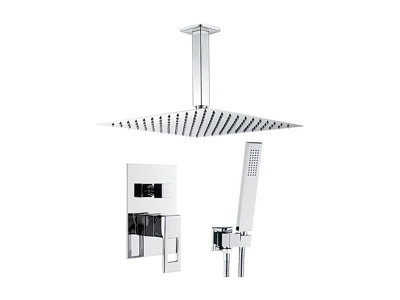 Conjunto de ducha monomando empotrada a techo TELMO cromado  25 cm x 25 cm