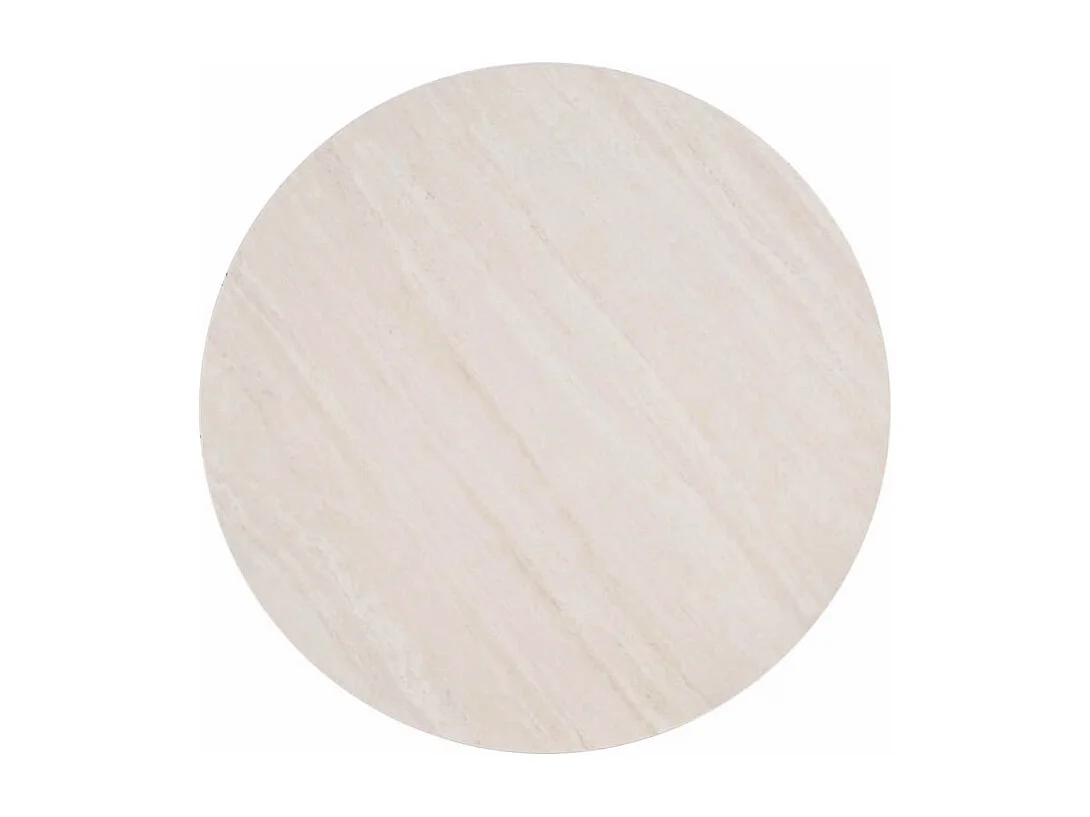 Table basse ronde 80 cm bois et céramique beige pied aéré – DOVE