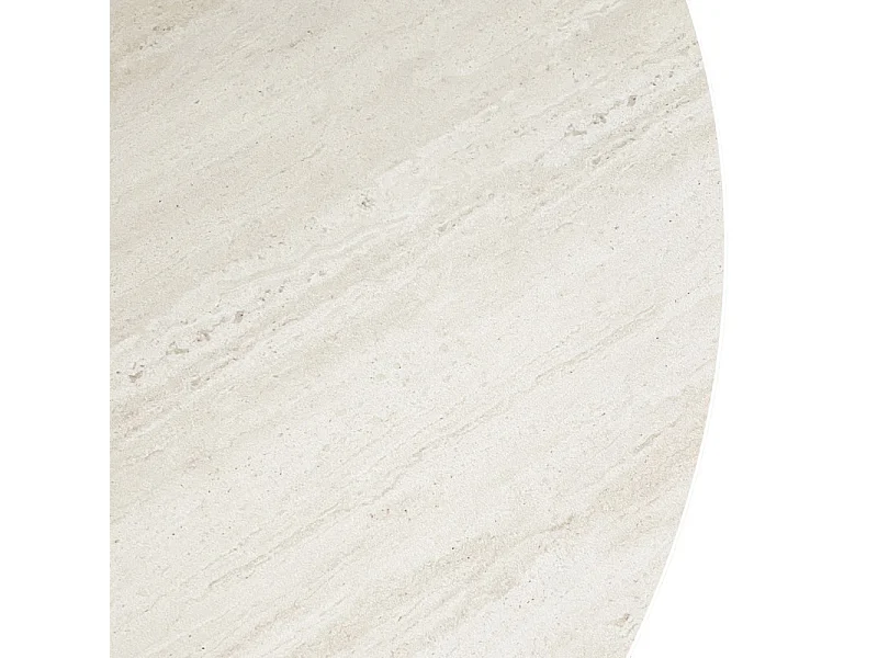 Table basse ronde 80 cm bois et céramique beige pied aéré – DOVE