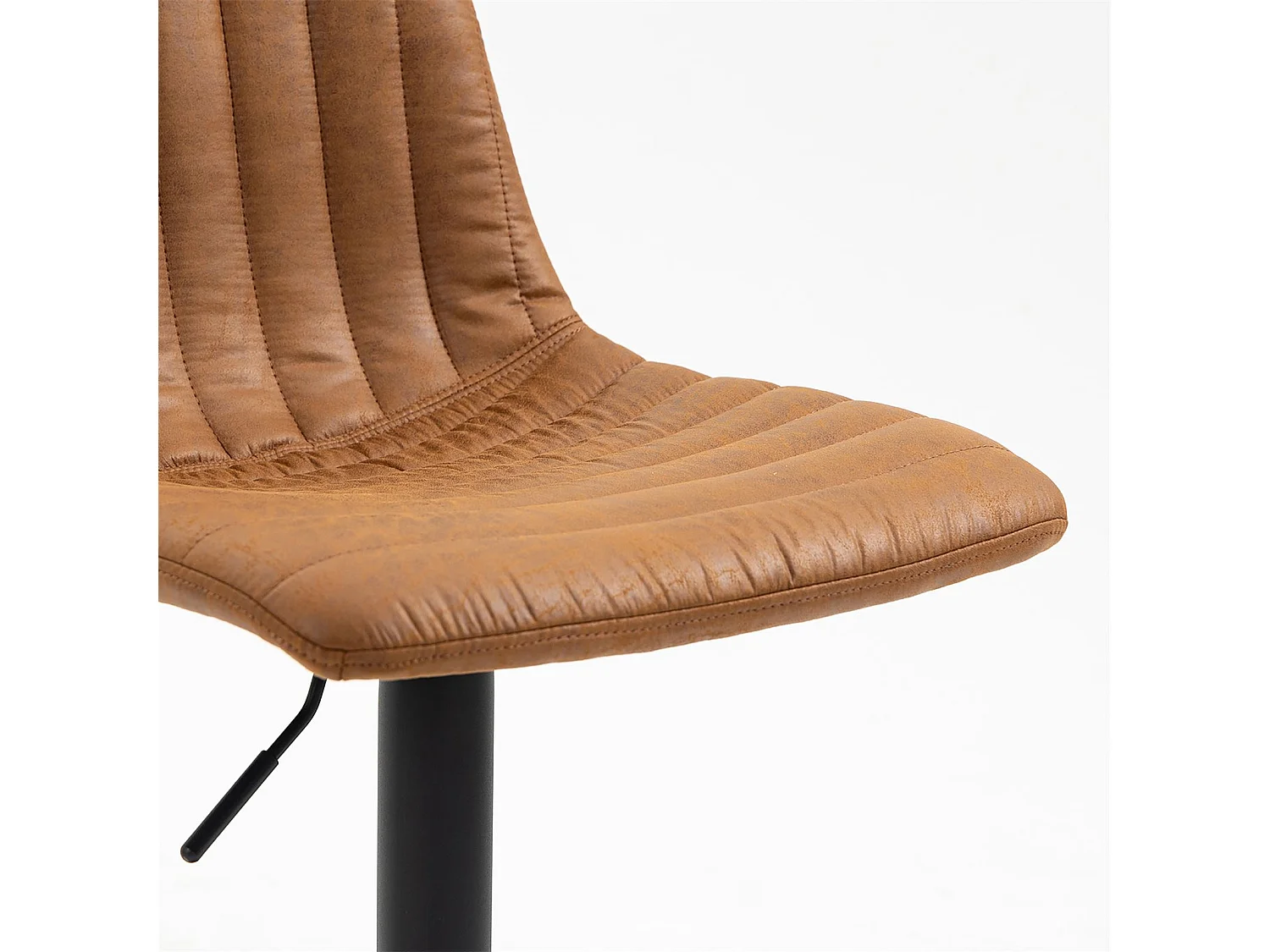 Lot de 2 tabourets de bar VENEZA chaise haute réglable en hauteur, dossier droit avec revêtement en tissu suédine de coloris brun