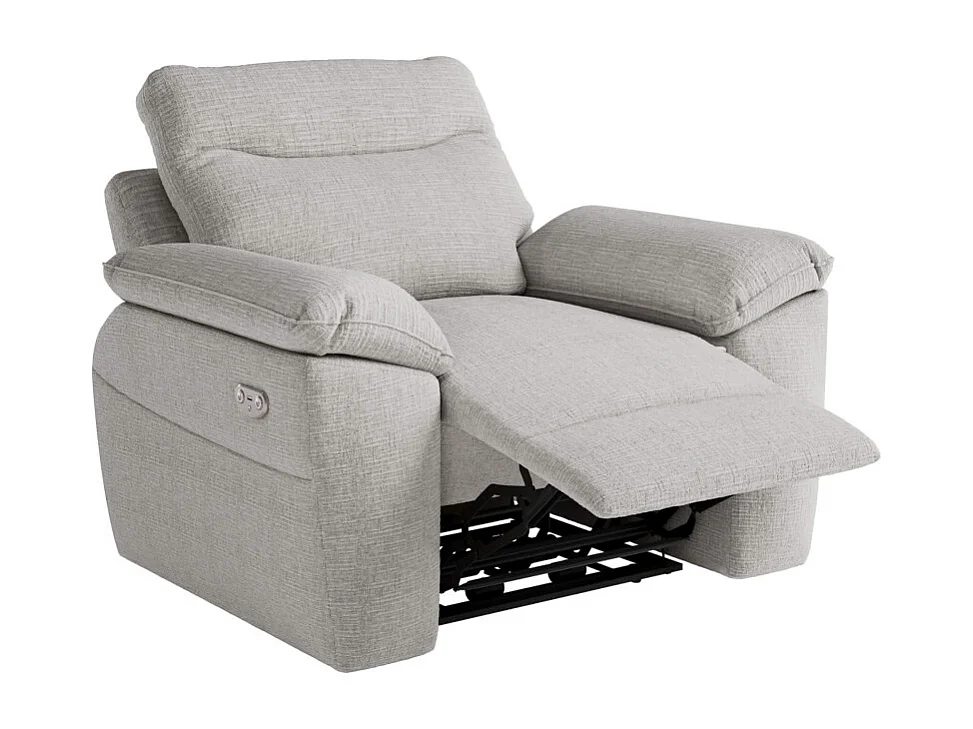 Canapés de relaxation ROSS électriques 3 et 2 places et fauteuil en tissu texturé 3D - Gris clair