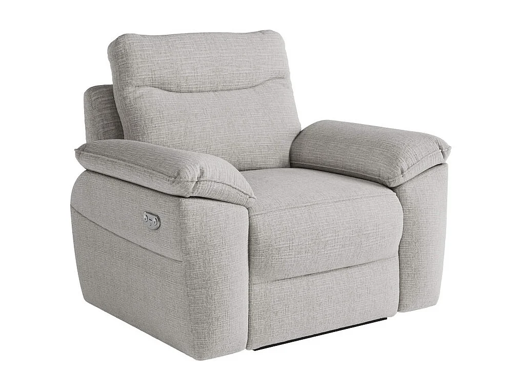 Canapés de relaxation ROSS électriques 3 et 2 places et fauteuil en tissu texturé 3D - Gris clair
