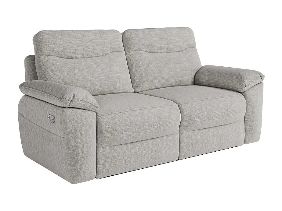 Canapés de relaxation ROSS électriques 3 et 2 places et fauteuil en tissu texturé 3D - Gris clair