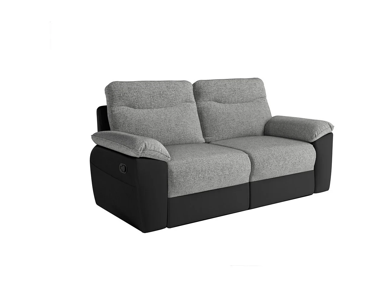 Canapés de relaxation ROSS manuels 3 et 2 places et fauteuil en tissu et simili - Noir/Gris