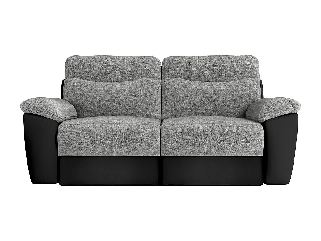 Canapés de relaxation ROSS manuels 3 et 2 places et fauteuil en tissu et simili - Noir/Gris