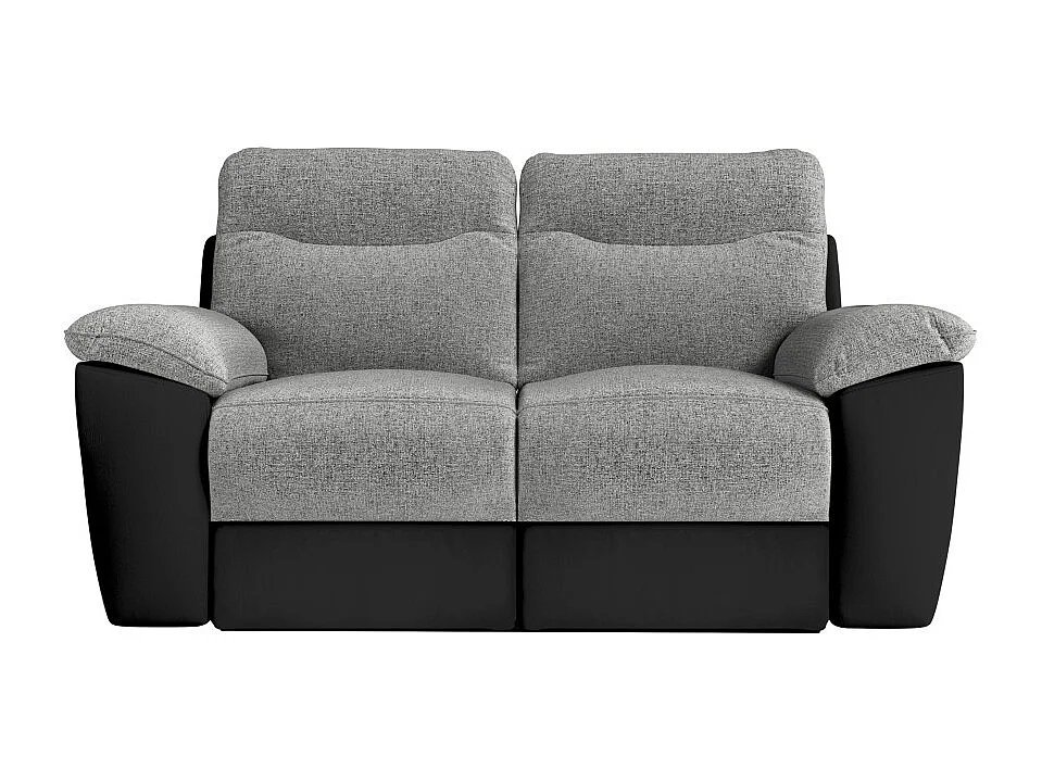 Canapés de relaxation ROSS manuels 3 et 2 places et fauteuil en tissu et simili - Noir/Gris