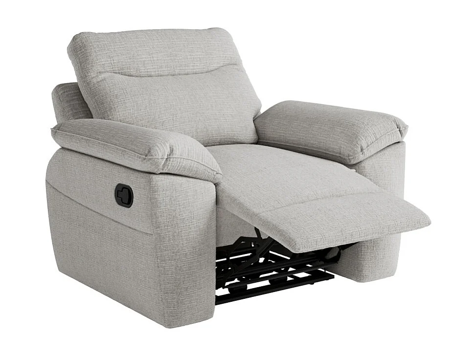 Canapés de relaxation ROSS manuels 3 et 2 places et fauteuil en tissu texturé 3D - Gris clair