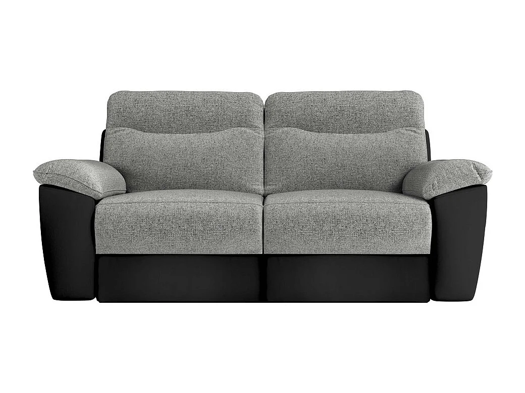 Canapés de relaxation ROSS électriques 3 et 2 places et fauteuil en tissu et simili - Noir/Gris