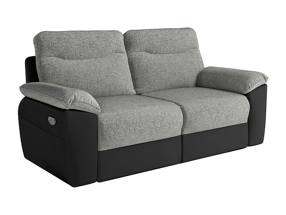 Canapés de relaxation ROSS électriques 3 et 2 places et fauteuil en tissu et simili - Noir/Gris