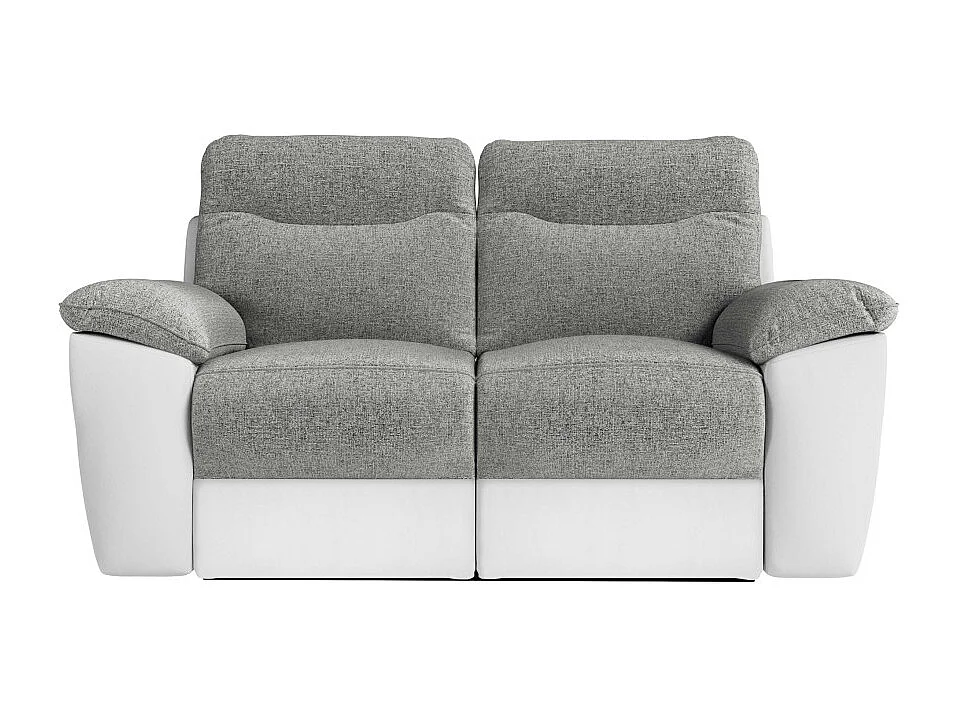 Canapés de relaxation ROSS électriques 3 et 2 places et fauteuil en tissu et simili - Blanc/Gris