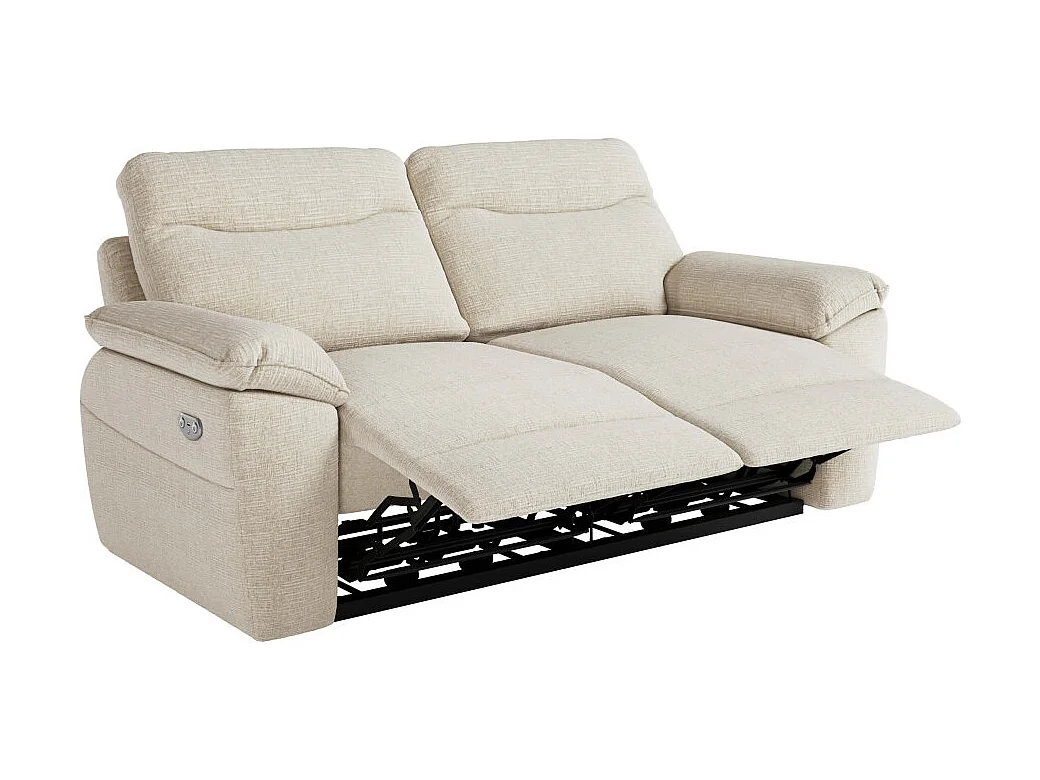 Canapés de relaxation ROSS électriques 3 et 2 places et fauteuil en tissu texturé 3D - Beige