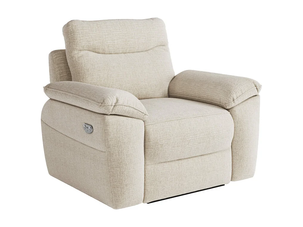 Canapés de relaxation ROSS électriques 3 et 2 places et fauteuil en tissu texturé 3D - Beige