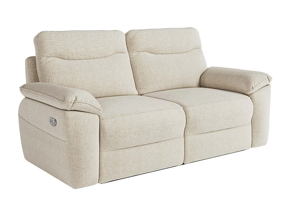 Canapés de relaxation ROSS électriques 3 et 2 places et fauteuil en tissu texturé 3D - Beige