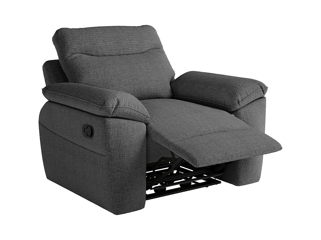 Canapés de relaxation ROSS manuels 3 et 2 places et fauteuil en tissu texturé 3D - Gris anthracite