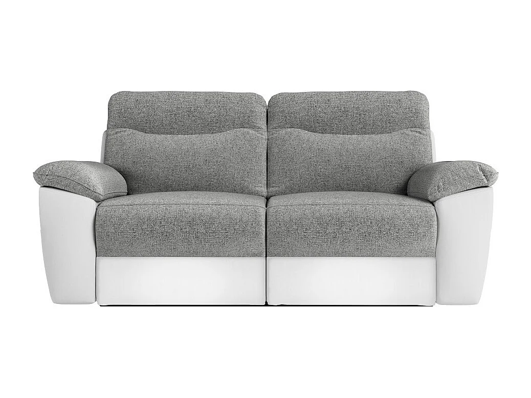 Canapés de relaxation ROSS manuels 3 et 2 places et fauteuil en tissu et simili - Blanc/Gris