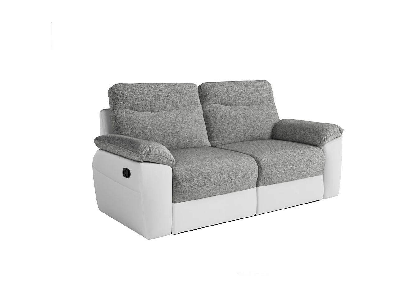 Canapés de relaxation ROSS manuels 3 et 2 places et fauteuil en tissu et simili - Blanc/Gris