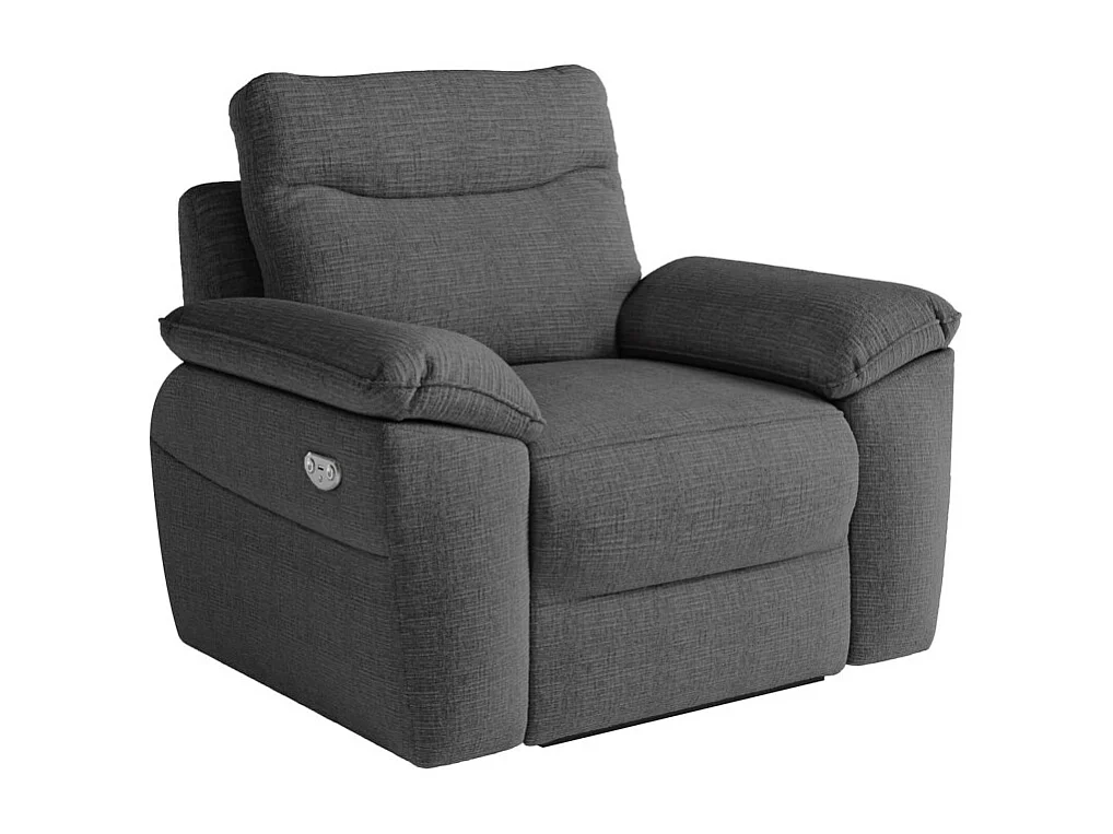 Canapés de relaxation ROSS électriques 3 et 2 places et fauteuil en tissu texturé 3D - Gris anthracite