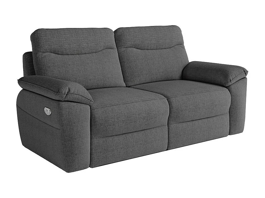 Canapés de relaxation ROSS électriques 3 et 2 places et fauteuil en tissu texturé 3D - Gris anthracite