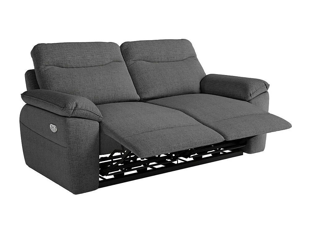 Canapés de relaxation ROSS électriques 3 et 2 places et fauteuil en tissu texturé 3D - Gris anthracite