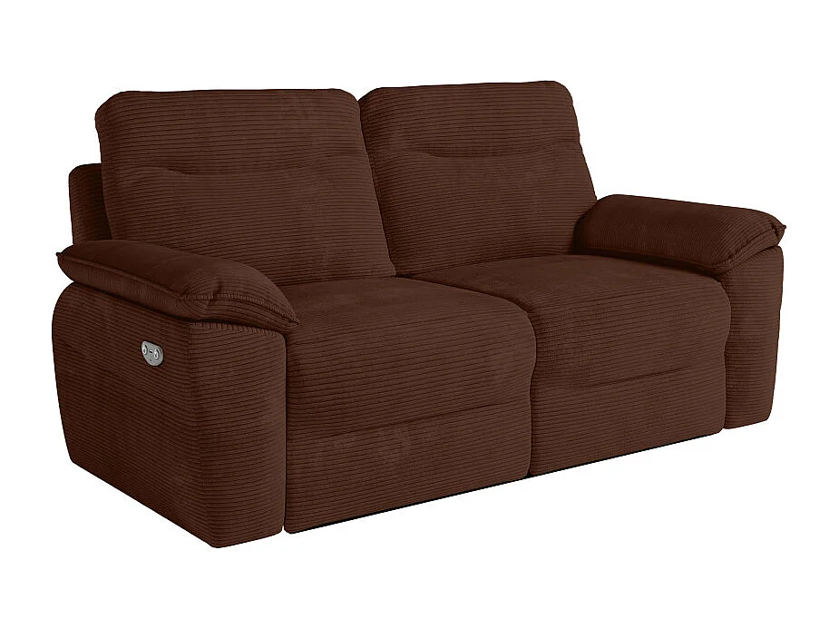 Canapés de relaxation ROSS électriques 3 et 2 places et fauteuil en velours côtelé - Marron
